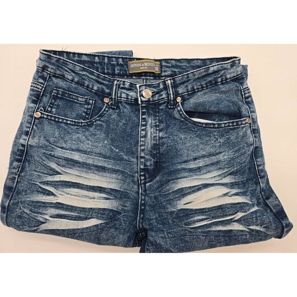 Denim & Rivet Premium Distressed Blue Denim Jeans Size 16 With Stylish Ripped De - Picture 6 of 8